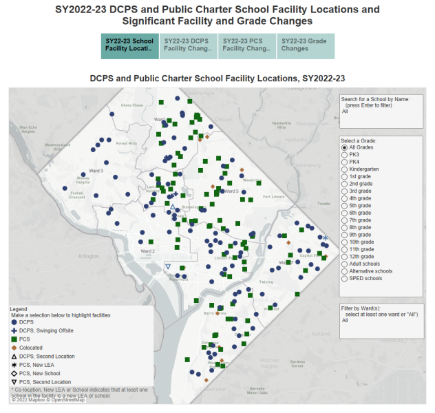 Thumbnail image of DCPS and PCS facilities map, SY2022-23