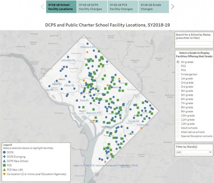 Thumbnail image of DCPS and Public Charter School Facilities Map, SY2018-19