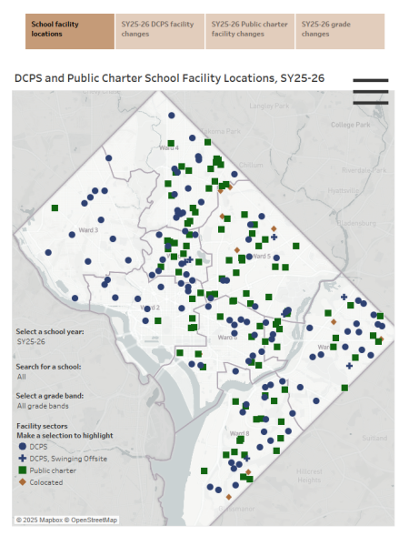 Thumbnail image of DCPS and PCS facilities map, SY2025-26