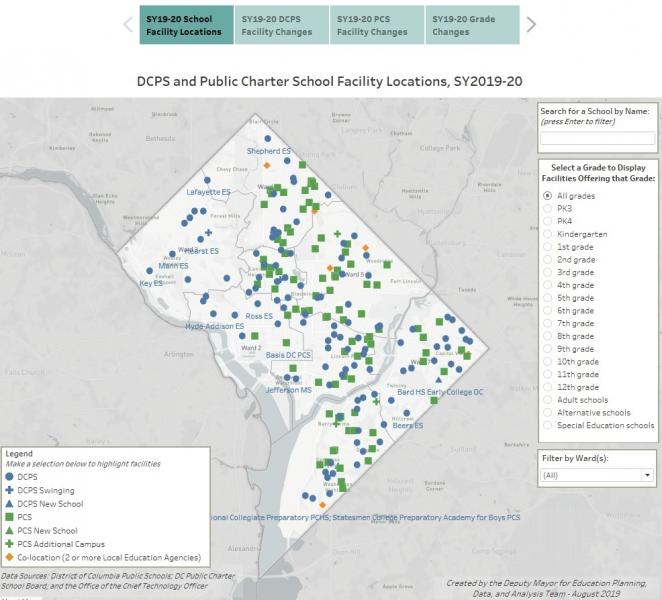 Thumbnail image of DCPS and PCS Facilities map, SY2019-20